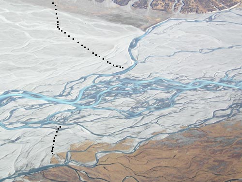 Probable river crossing route in 2009