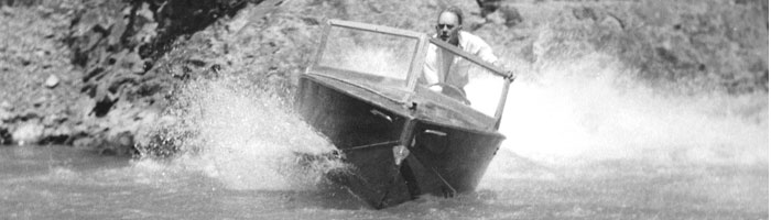 Bill Hamilton testing an early jet boat